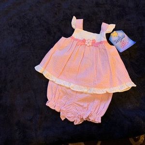 Pink gingham summer infant set